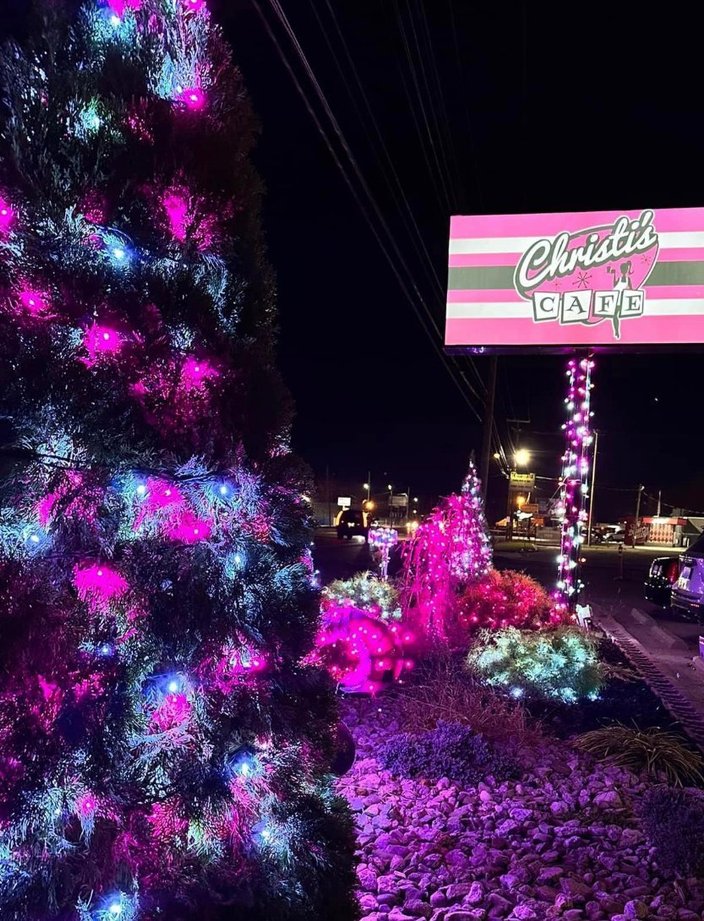 commercial holiday light installation christis cafe