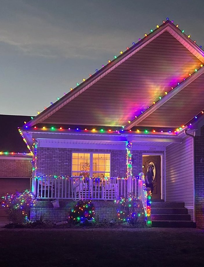 multicolor christmas lights residential home