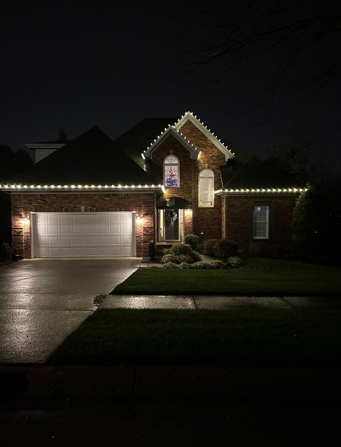 warm white christmas light installation